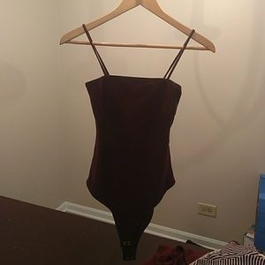 Faux suede maroon body suit